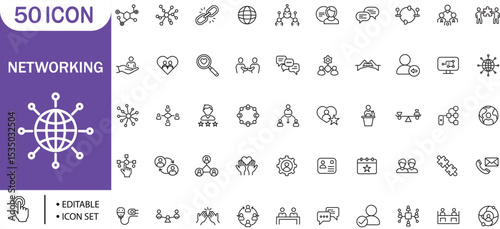 Networking Communication Teamwork Collaboration Icon Set
