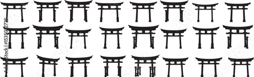 Torii gate silhouette vector illustration japanese shrine entrance traditional architecture asia landmark icon 100