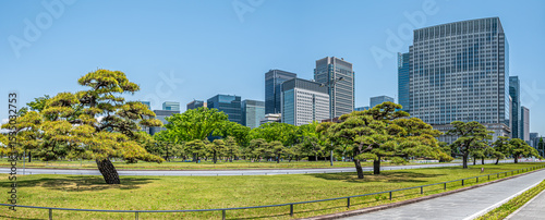 Photography Panoramic view at the Marunochi district in the streets of Tokyo - Japan