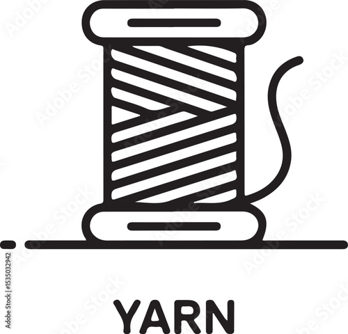 Yarn spool icon line art isolated on transparent background