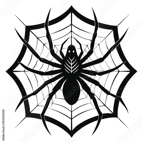 Stylized Black Spider Silhouette Vector Graphic for Halloween or Arachnid Designs