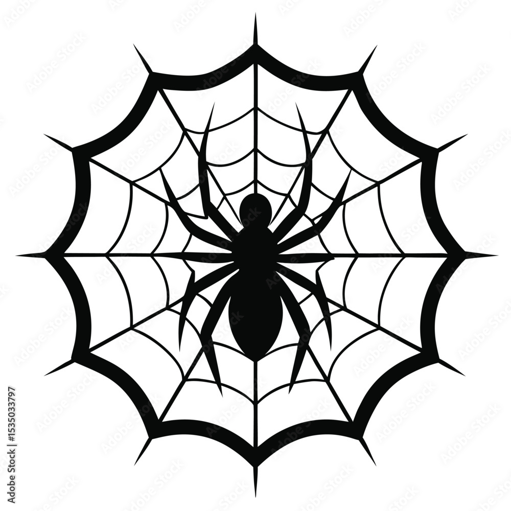 Fototapeta premium Digital Illustration of Four Spiderwebs Intricate Designs with Black Red Green and Blue