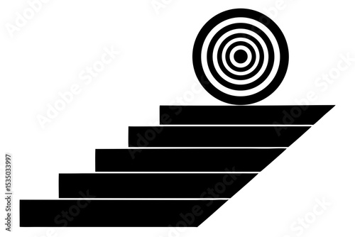 Glass Staircase with Floating Bullseye Targets – Surreal Abstract Art & Gaming Concept