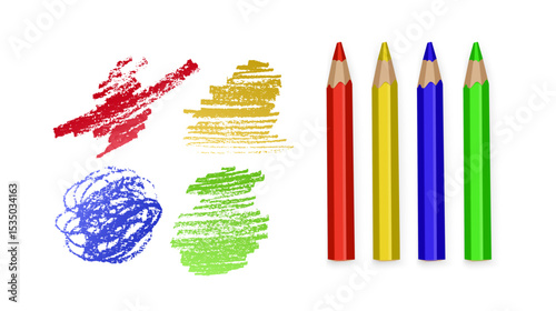 Colored pencils and pencil texture doodles Crayon pencil hand drawn gritty vector