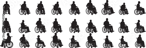 Wheelchair user silhouette vector art collection for disability awareness and accessibility design needs
