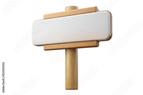 Blank White Rectangular Sign 3 D Render Light Wood Frame