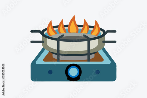 vector illustration of a burning gas stove