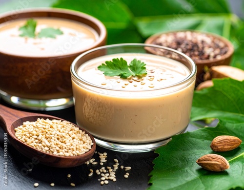 tahini sauce traditional middle eastern food AI generated
