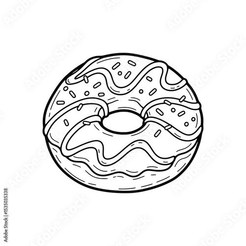 Sweet cartoon donut with icing and sprinkles perfect for fun food illustrations