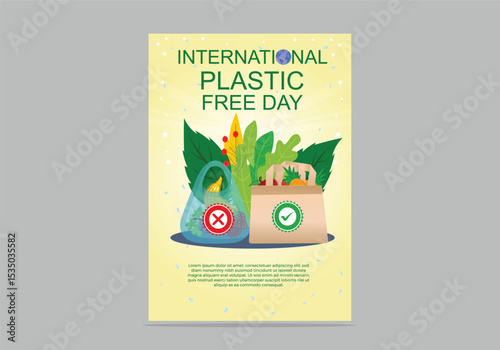 International Plastic  Free Day celebration vector graphic. Flyer international plastic bag free day concept illustration.