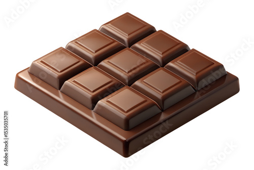 Dark Brown Chocolate Bar Icon 3 D Render Nine Segments
