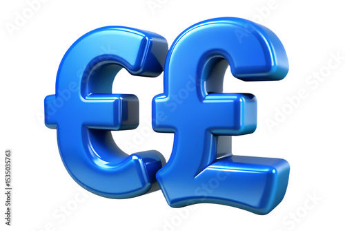 Glossy Blue 3 D Rendered British Pound Sterling Symbol