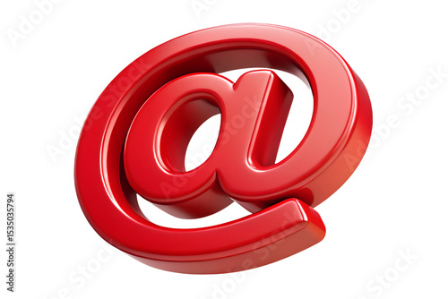 Glossy Red 3 D Rendered At Symbol Icon email internet