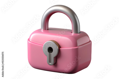Pink Padlock 3 D Render Silver Shackle Keyhole 3d render