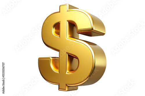 Shiny Gold 3 D Rendered Dollar Sign Currency Symbol