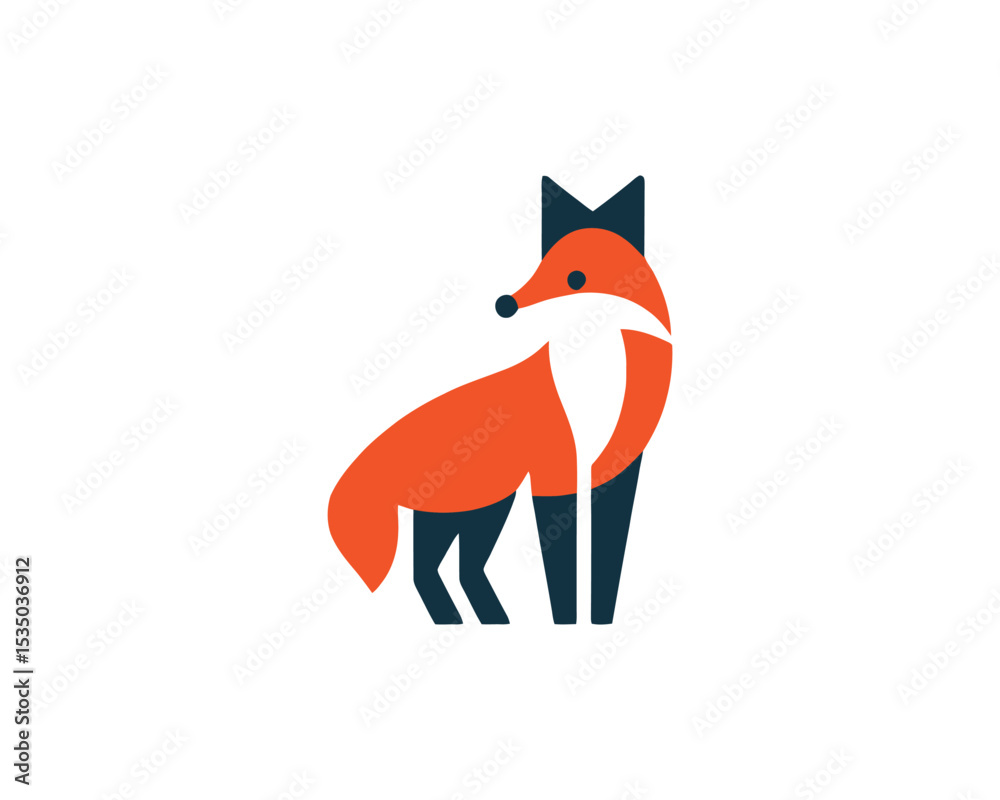Obraz premium Fox color logo icon in simple vector style