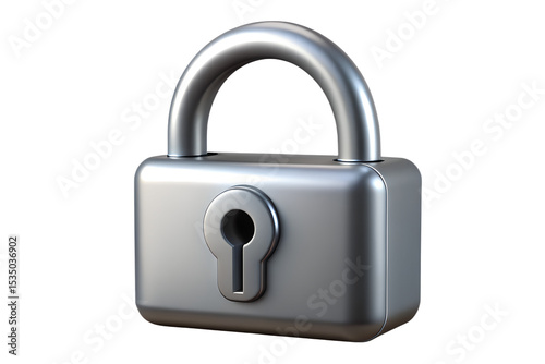 Silver Grey Padlock 3 D Render Icon Security Symbol