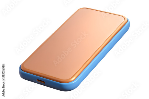 Sleek 3 D Rendered Smartphone Icon Rose Gold Blue Frame