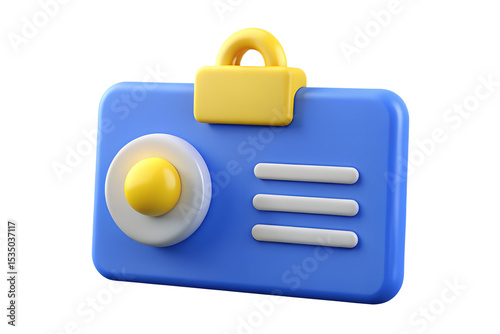 Stylized 3 D Rendered Blue I D Card Icon Yellow Details