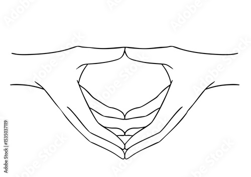 ハーキニー・ムドラのポーズ　白黒イラスト