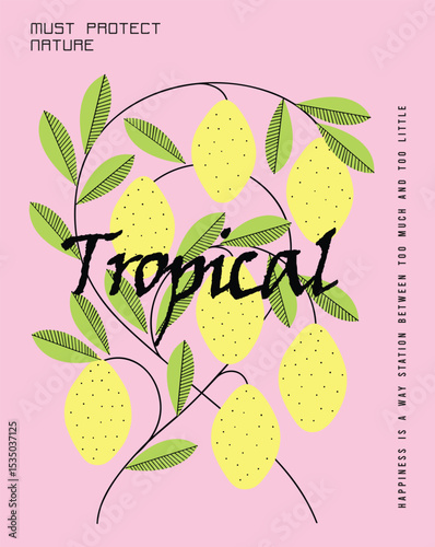 Fruit leaf tropical nature vector design for fashion print and graphic
