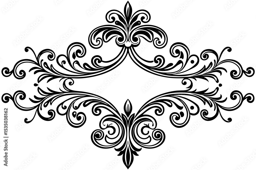 Obraz premium Hand Drawn Vintage Divider with Baroque Inspired Swirls
