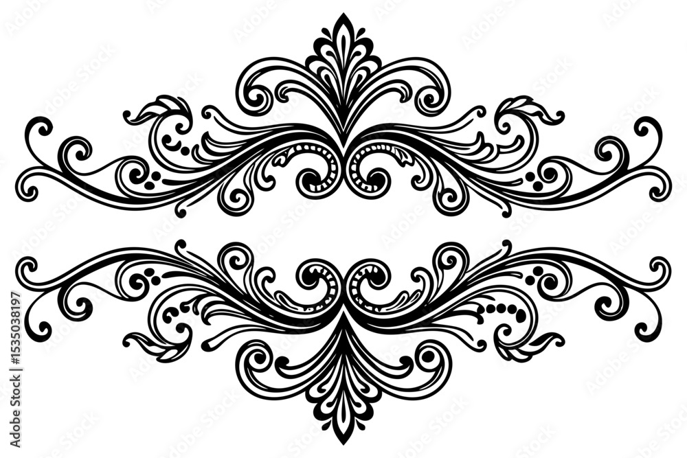 Fototapeta premium Old World Inspired Vintage Swirl Divider for Elegant Art