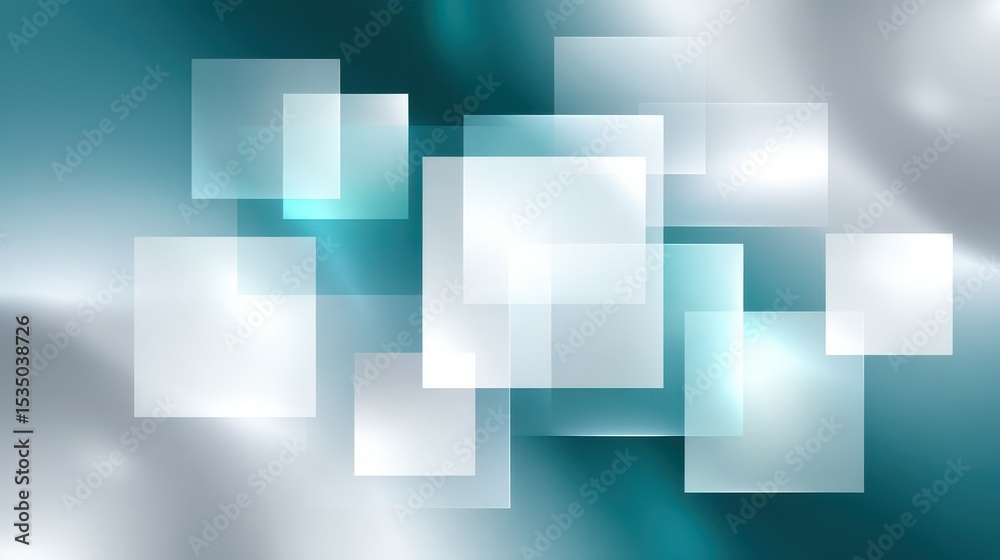Fototapeta premium Abstract geometric shapes in shades of teal and silver creating a modern design.