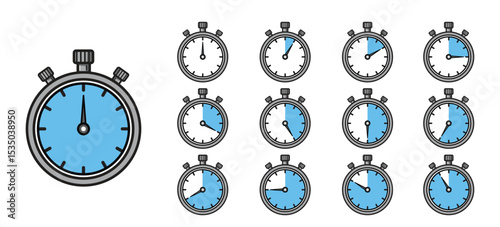 Flat Vector Stopwatch Timer Icon Set