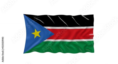 Free Download South Sudans Waving Flag with Bold Colors on a White Background - GFXLoad