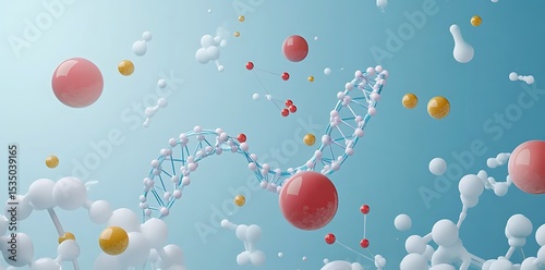 3D Render of DNA Double Helix – Biotechnology Concept Background, DNA Strand Structure – Genetics and Molecular Science Visualization, Futuristic DNA Helix – Genetic Engineering and Innovation






