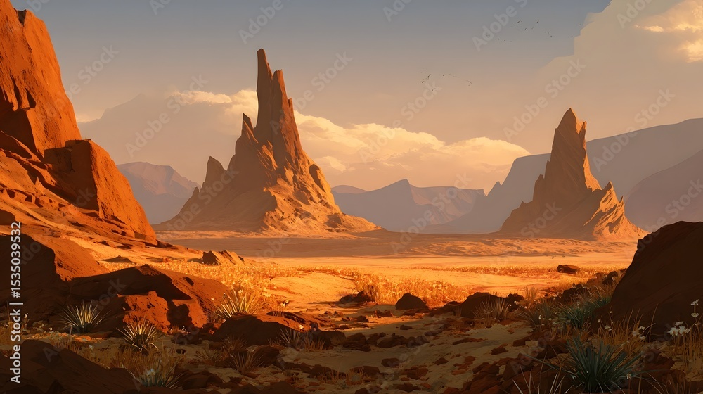 Naklejka premium Majestic desert canyon landscape with towering rock formations