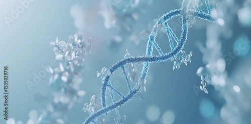 3D Render of DNA Double Helix – Biotechnology Concept Background, DNA Strand Structure – Genetics and Molecular Science Visualization, Futuristic DNA Helix – Genetic Engineering and Innovation





