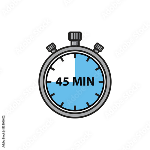 Flat Stopwatch Icons 45 Minutes
