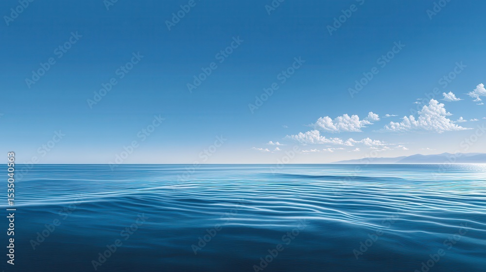 Obraz premium A serene view of calm blue ocean waters under a clear sky.