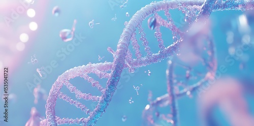 3D Render of DNA Double Helix – Biotechnology Concept Background, DNA Strand Structure – Genetics and Molecular Science Visualization, Futuristic DNA Helix – Genetic Engineering and Innovation





