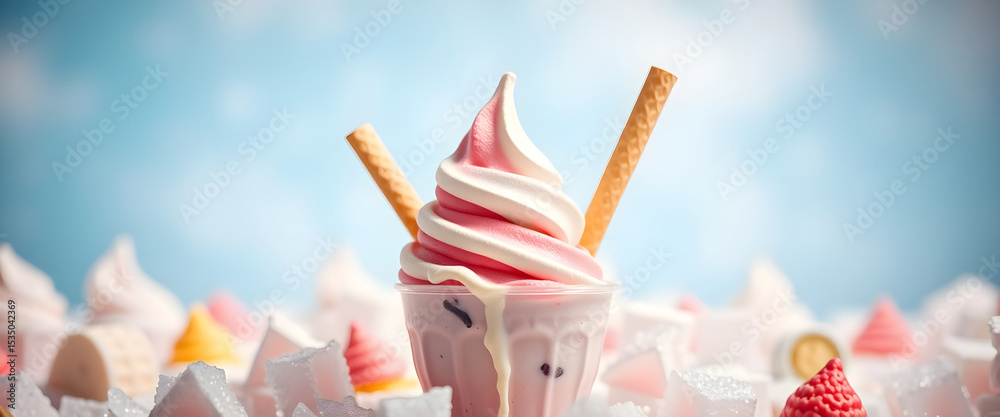 Fototapeta premium Ice Cream Cone with Wafer Stick
