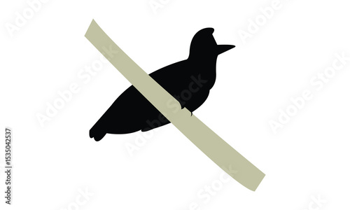 Amazonian umbrellabird bird Silhouette Design  And Vector Illustration. 