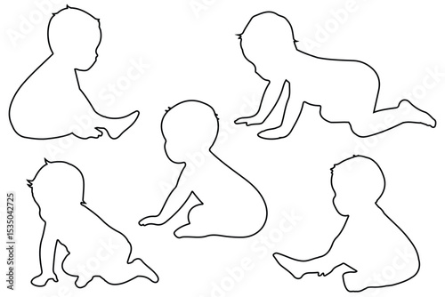 Baby Vector Silhouette. Baby Vector  with outline stroke.
