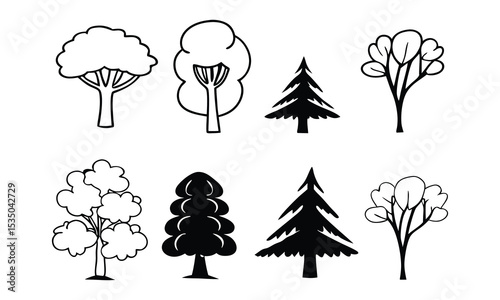 Collection of Tree Silhouettes for Various Applications