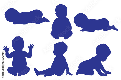 Children silhouette . baby silhouette set.