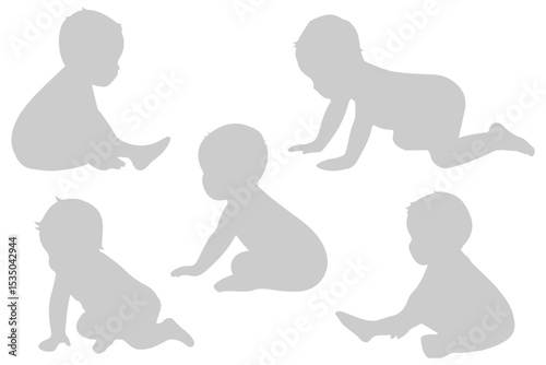 Set of baby silhouette.