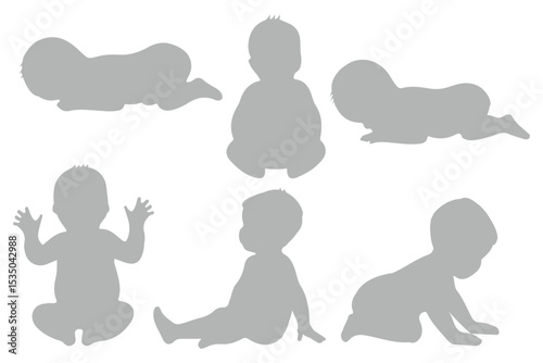 baby silhouette. Baby Vector Silhouette.