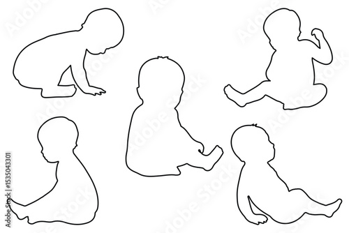 Baby Vector Silhouette. Baby Vector  with outline stroke.