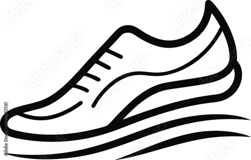 Running shoe icon vector illustration for fitness and sport activities athletic footwear outline design