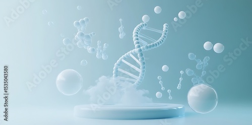 3D Render of DNA Double Helix – Biotechnology Concept Background, DNA Strand Structure – Genetics and Molecular Science Visualization, Futuristic DNA Helix – Genetic Engineering and Innovation





