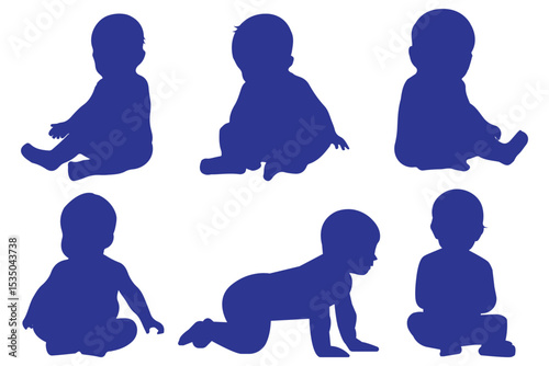 Children silhouette . baby silhouette set.
