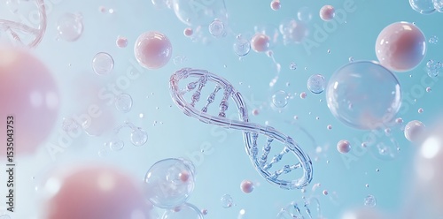 3D Render of DNA Double Helix – Biotechnology Concept Background, DNA Strand Structure – Genetics and Molecular Science Visualization, Futuristic DNA Helix – Genetic Engineering and Innovation





