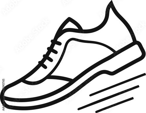 Running shoe icon vector illustration for fitness and sport activities athletic footwear outline design