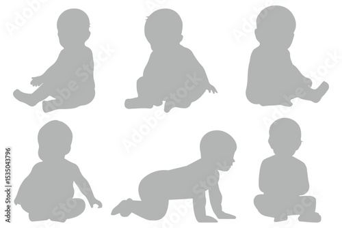 Set of baby silhouette.